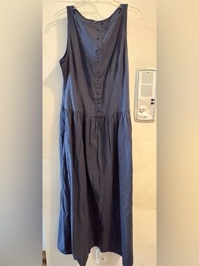 ASOS Navy Blue Sleeveless Dress with Button Tag Detail